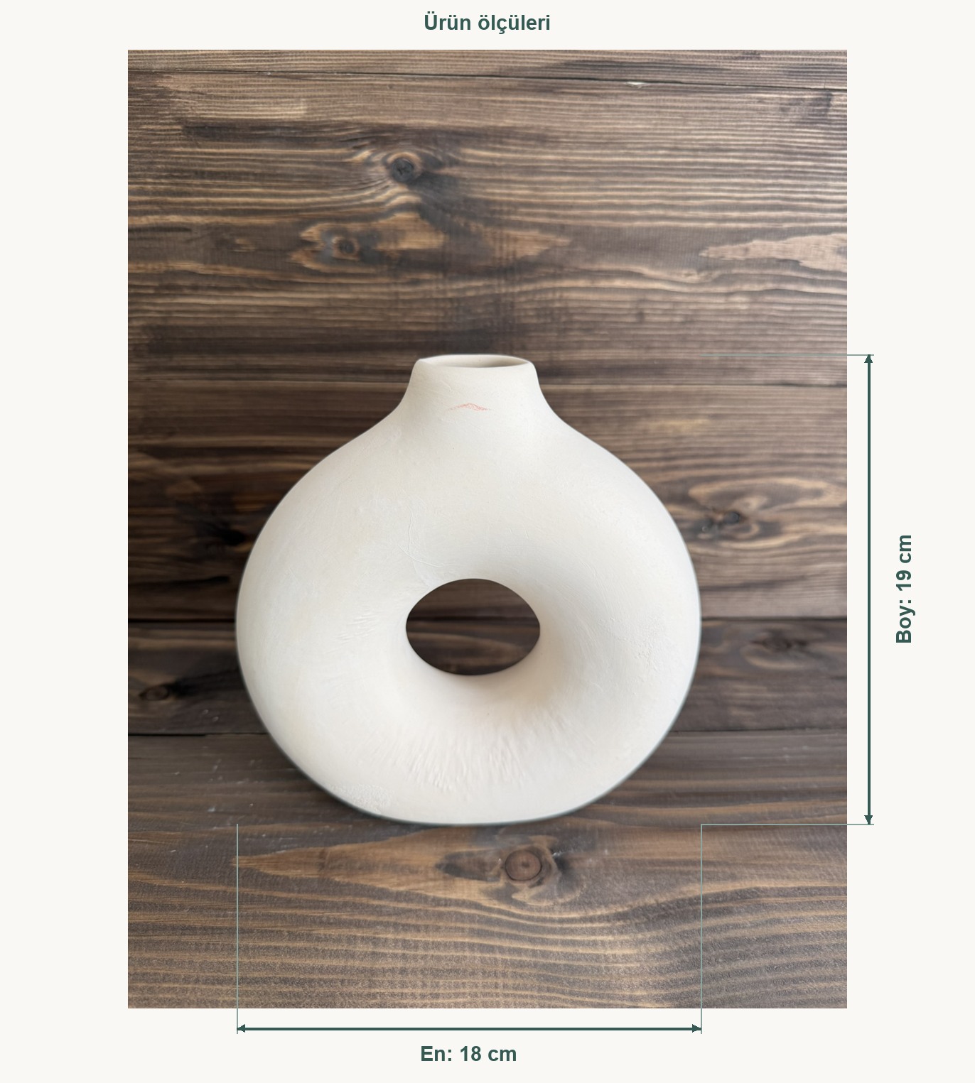 Ham Seramik Vela Dekoratif Vazo - En 18 cm, Boy (Yükseklik) 19 cm