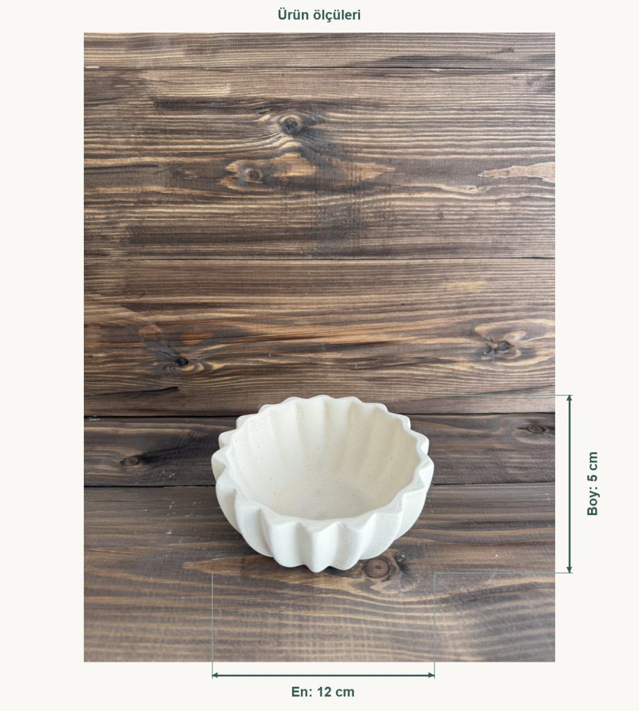 Ham Seramik Yelpaze Formlu Kase - En 12 cm, Boy (Yükseklik) 5 cm